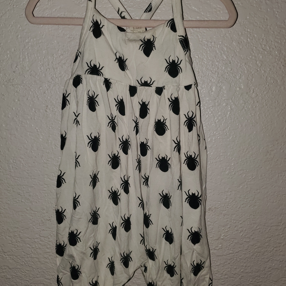 Kate Quinn White Romper with Black Spider Print